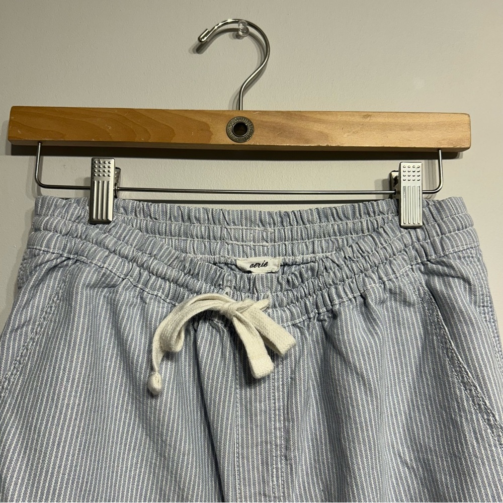 Aerie Blue and White Striped Drawstring Pants